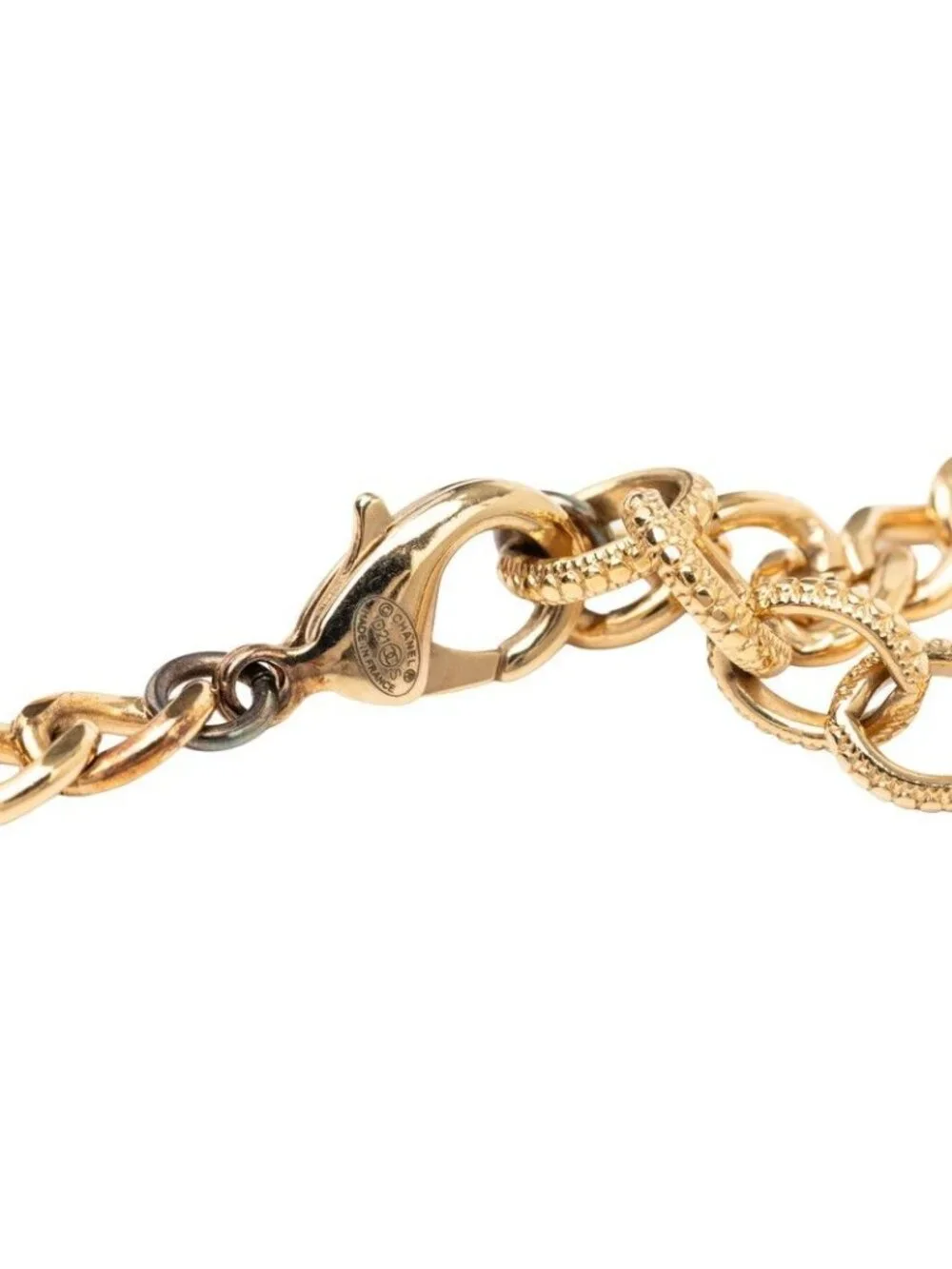 Chanel CC Logo Chain Necklace Gold Black Plated Resin